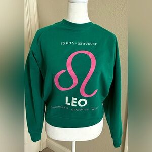 Anthropologie x Catherine O'Sullivan The Zodiac Sweatshirt; Women’s XXS, green